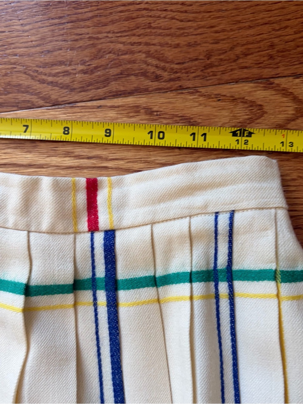 Vintage Evan Picone Plaid Wool Pleated Skirt Red Blue Ivory Sz 8 Tartan Academia - Picture 10 of 12